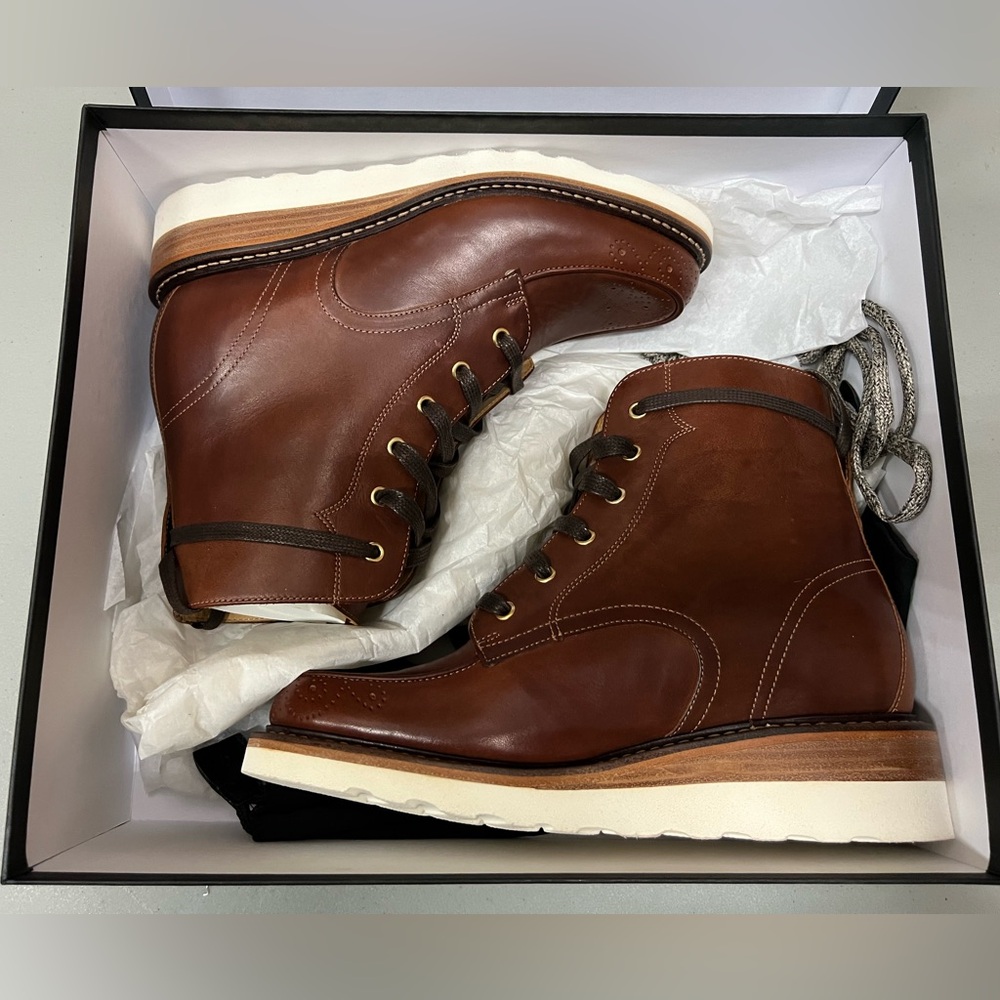The Office of Angela Scott Mr. Ryan lace-up boot in cognac, size 39.5